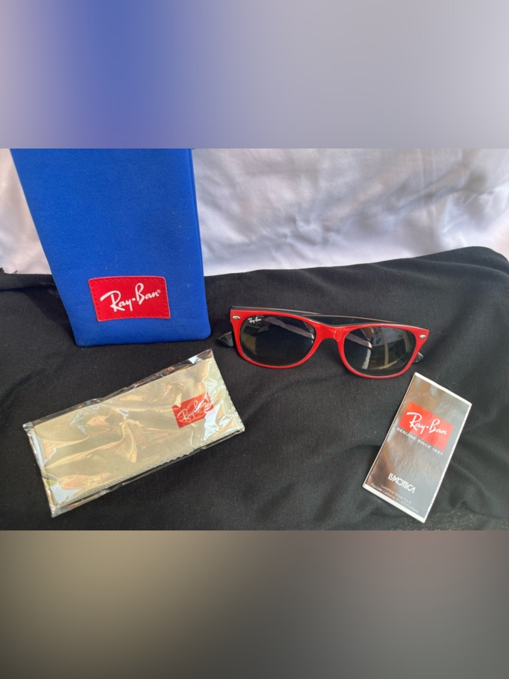 Ray-Ban Red and Black Wayfarer Sunglasses with Logo